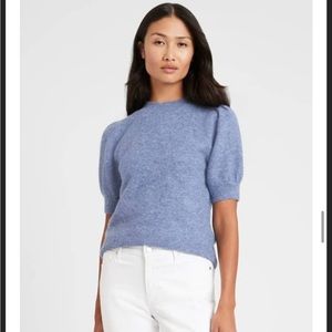 Banana Republic Puff Sleeve sweater top. Light dusty blue short sleeve Sz S